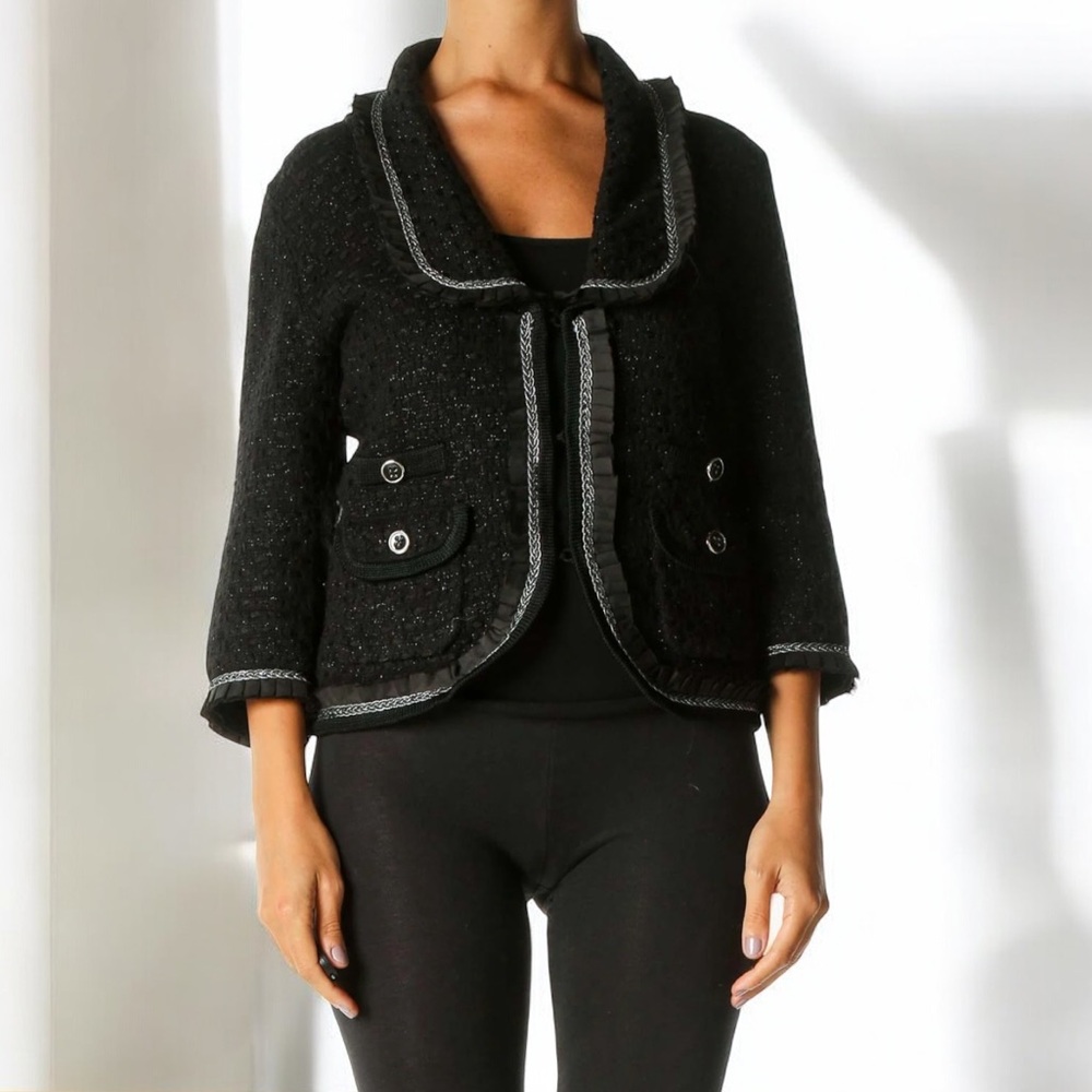 WHITE HOUSE BLACK MARKET BOUCLE SWEATER CARDIGAN JACKET SIZE MEDIUM